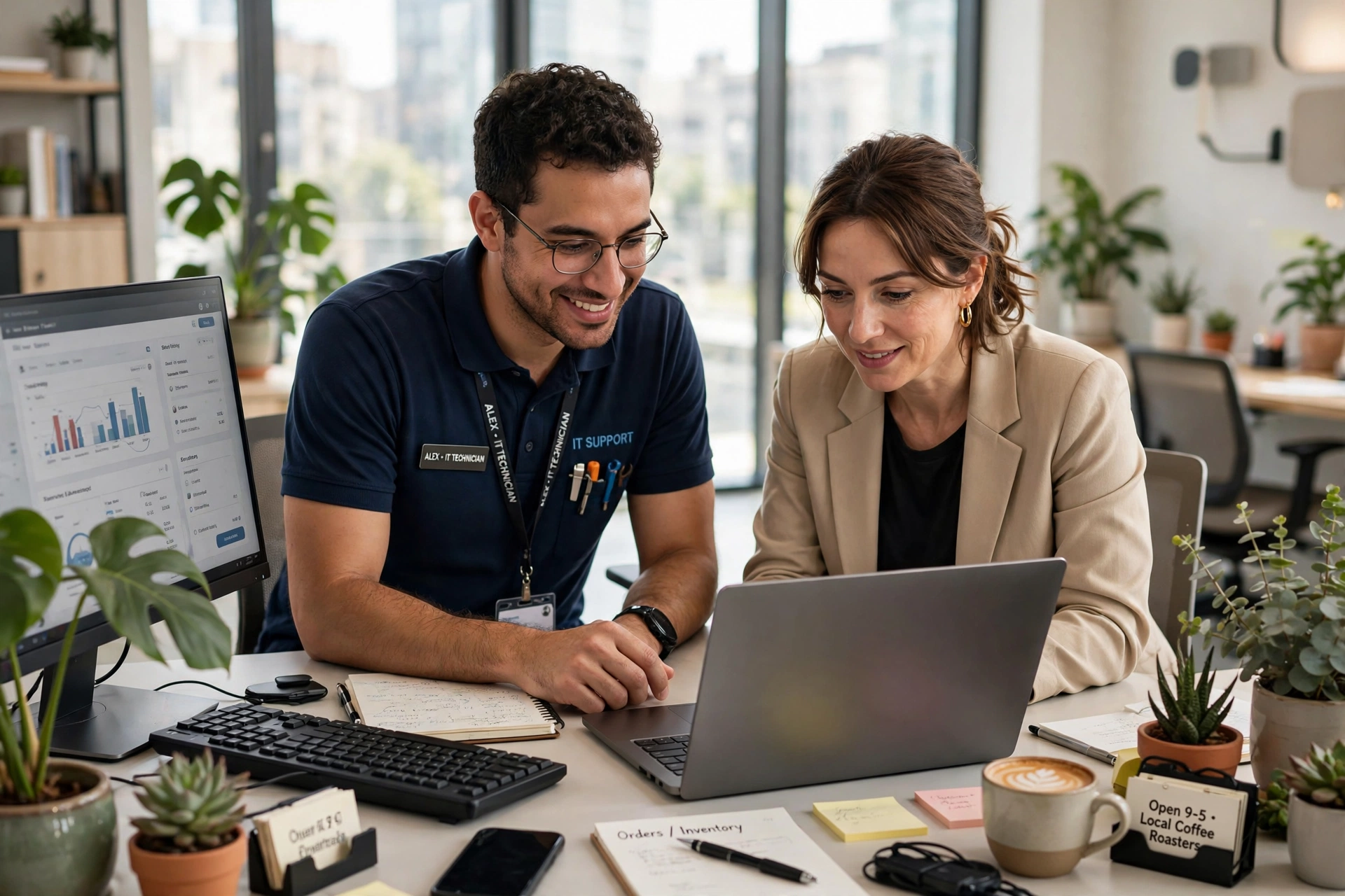 IT technician helping a small business client